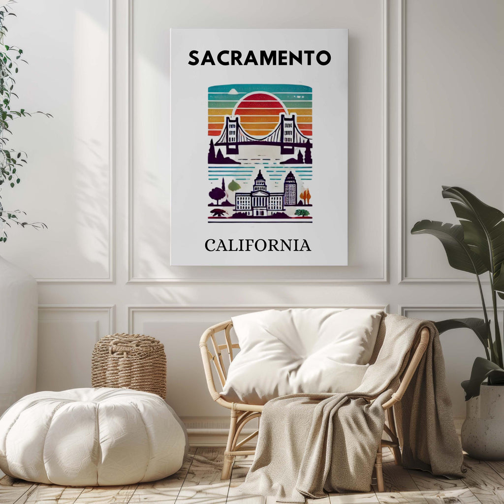 Sacramento Print Map - Sacramento, California, USA