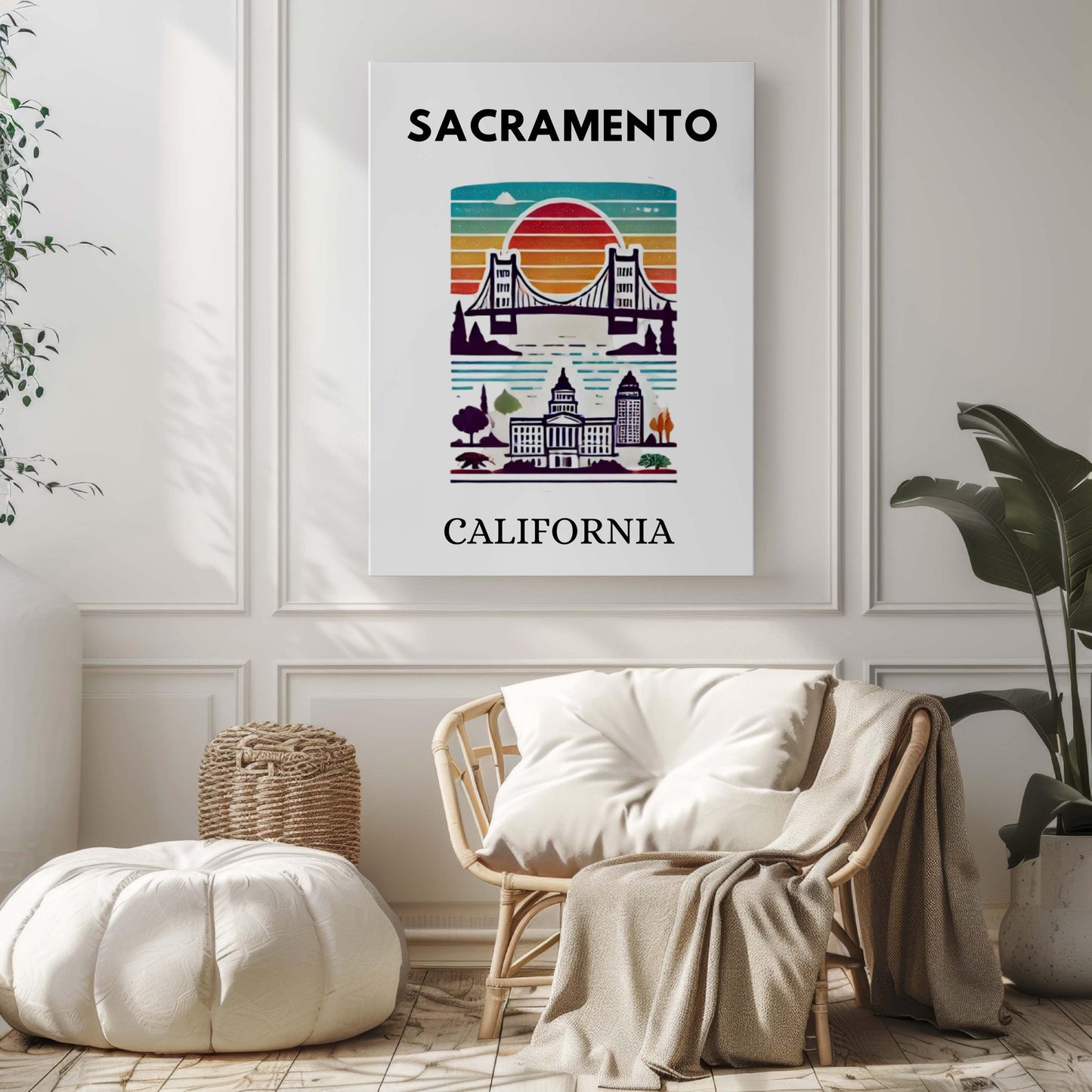 Sacramento Print California Wall Art Travel Home Decor Housewarming Gift College Dorm Room CA Map Poster