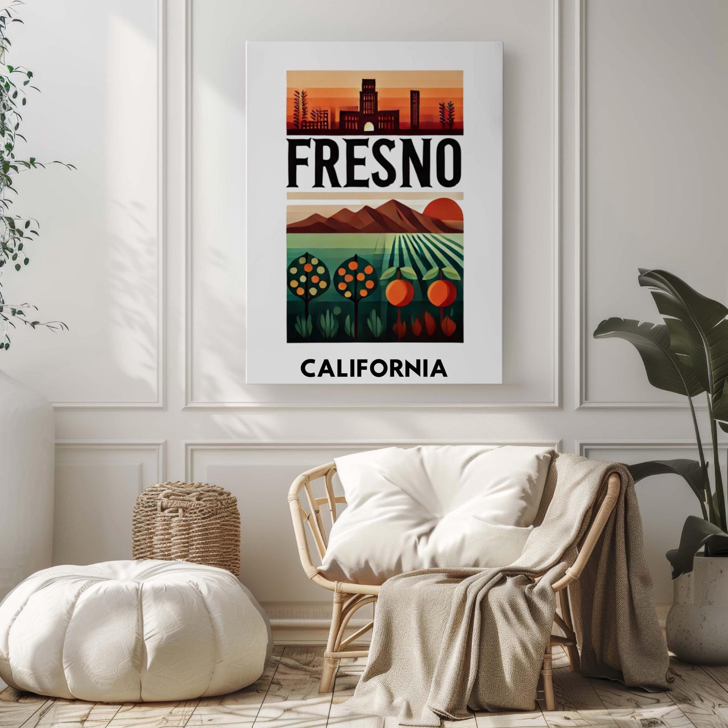 Fresno Print California Wall Art Travel Decor College Gift Housewarming Cali Artwork Home Decor California Gift