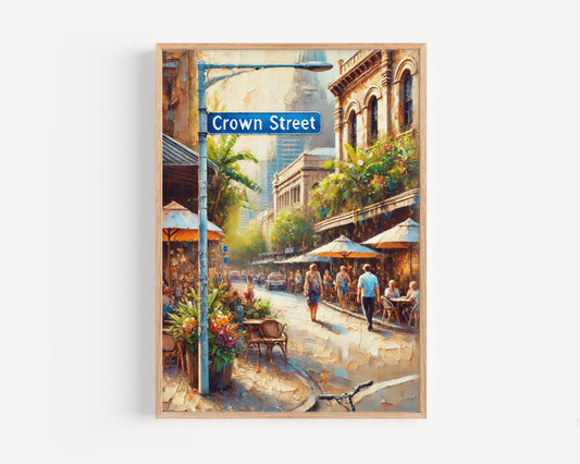 Crown Street Wall Art, Sydney Print, Australia Decor, Travel Poster, Cityscape Gift, Vintage Street Sign, Housewarming, Personalized Artwork