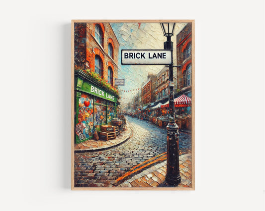 England Brick Lane Wall Art Print - Vintage London Travel Poster, England Gift & Housewarming Decor, Stylish UK Wall Artwork