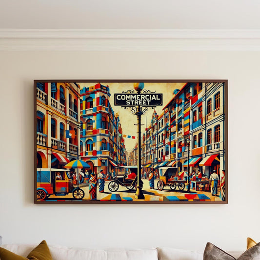 Commercial Street Wall Art Bengaluru Print, Karnataka Travel Poster, Housewarming Gift, Indian Cityscape Decor, Commercial St Artwork