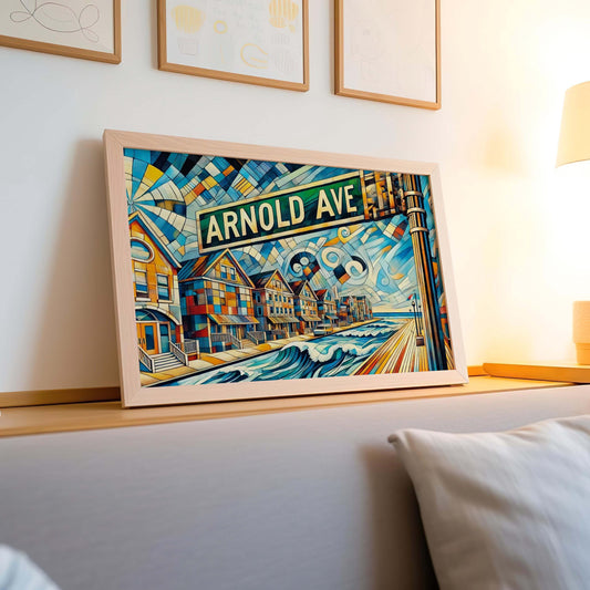 Arnold's Avenue Wall Art Print - Point Pleasant NJ Travel Poster, Beach Housewarming Gift, Coastal Decor, Arnold's Ave Art Illustration