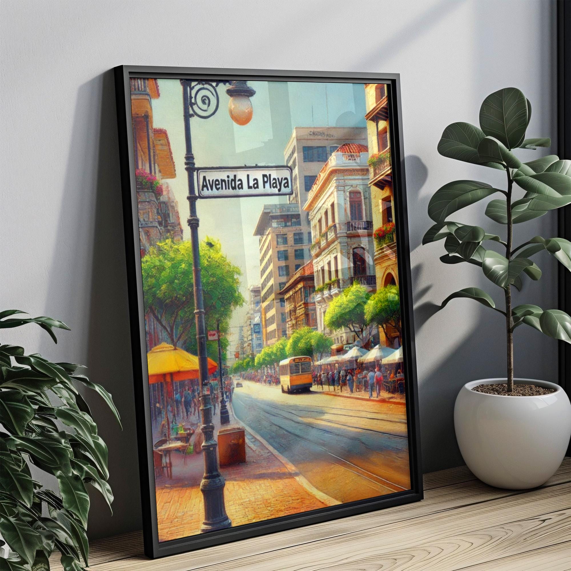 Avenida La Playa Wall Art Print - Medellin Colombia Travel Poster, Housewarming Gift, South America Decor, Colombia Art Illustration