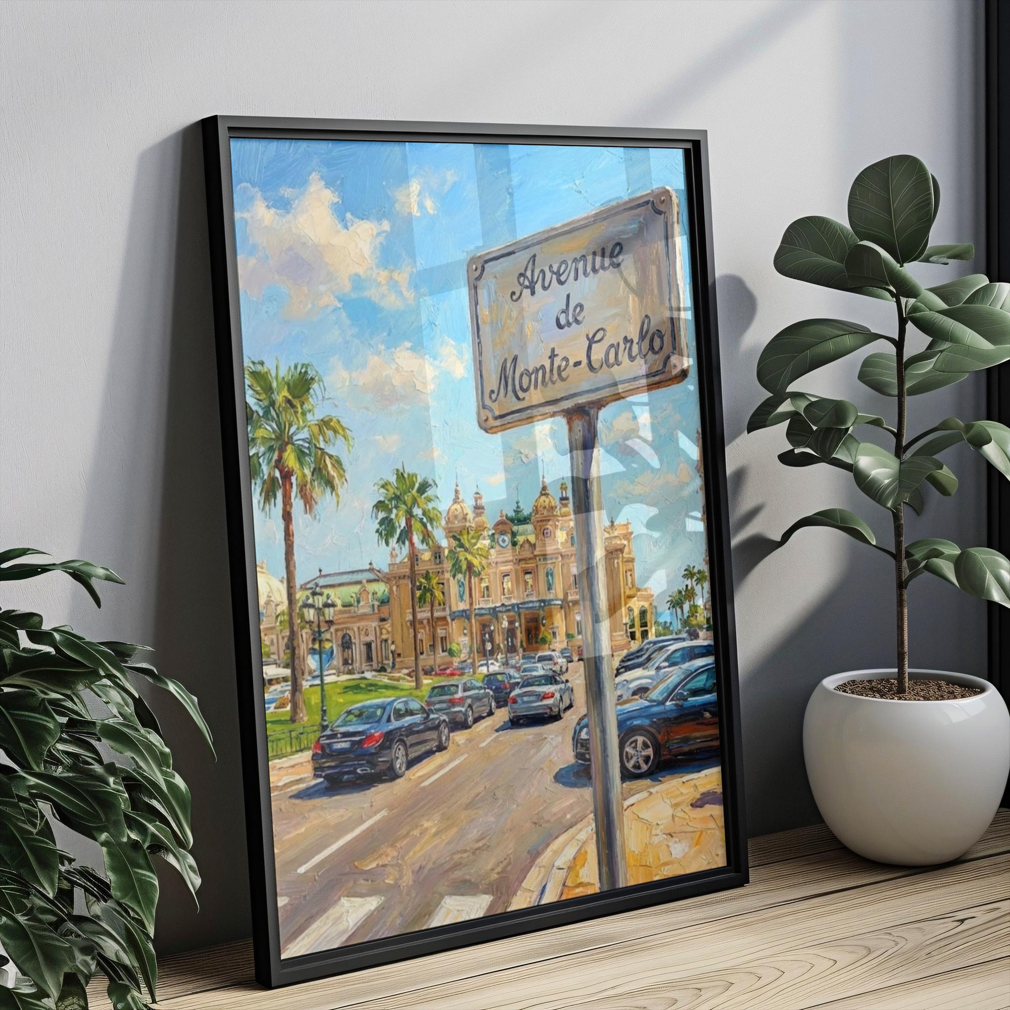 Print: Avenue de Carlo, Monaco Travel Poster