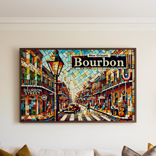 Bourbon Street Wall Art Cubism Print New Orleans Travel Poster Housewarming Gift Unique Louisiana Decor
