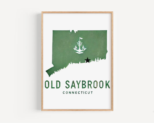 Connecticut Old Saybrook Wall Art Print – Travel Home Decor, CT Gift, College Dorm, Housewarming & Coastal Decoration