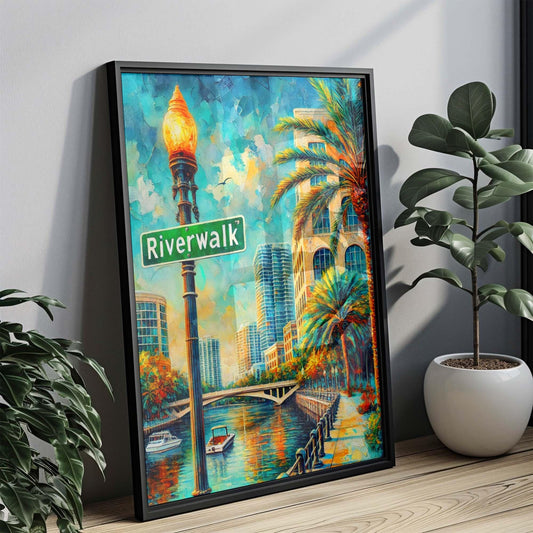 Riverwalk Print Fort Lauderdale Wall Art, Florida Travel Poster, Riverwalk Wall Decor, Housewarming Gift, Fort Lauderdale Art, Travel Print