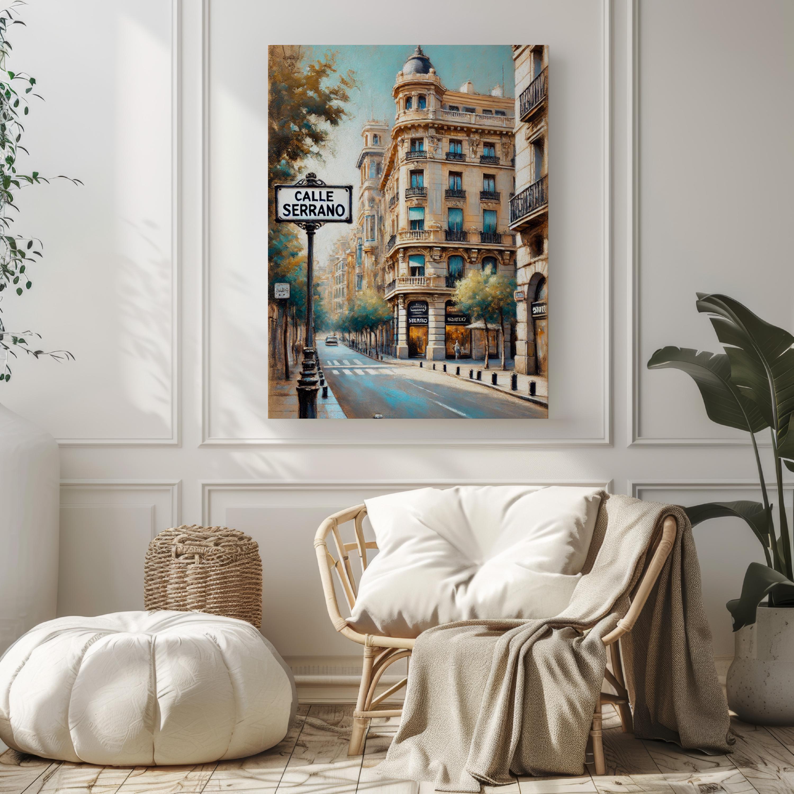 Calle Serrano Street Sign Art: Madrid Salamanca District Travel Poster