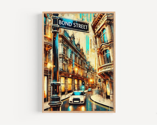 Bond Street Wall Art London Print, UK Travel Poster, Modern Home Decor, Housewarming Gift, British Cityscape, Travel Artwork, UK Gift Idea