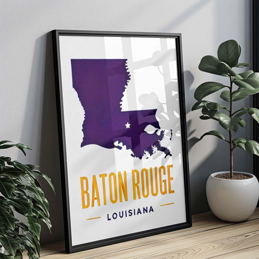 Baton Rouge Print | Louisiana Wall Art for Home Decor, Travel Gift & College Room, Housewarming Present