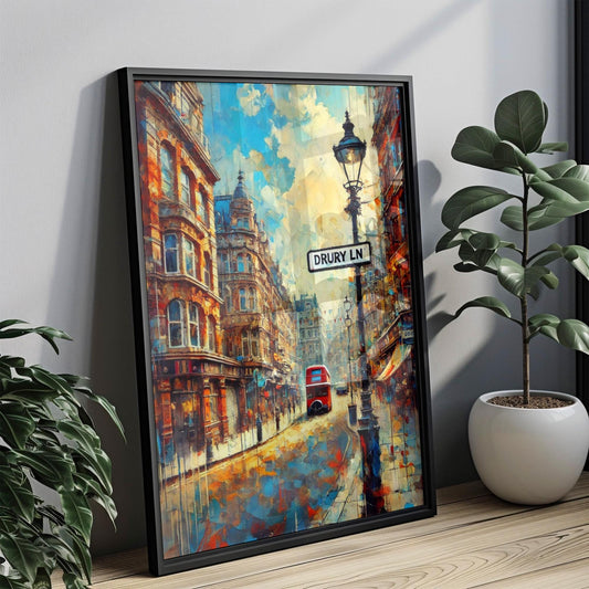 UK London Drury Ln Wall Art Vintage Travel Poster, Housewarming Gift, London Decor Print, UK Artwork, Classic British Style Home Decor