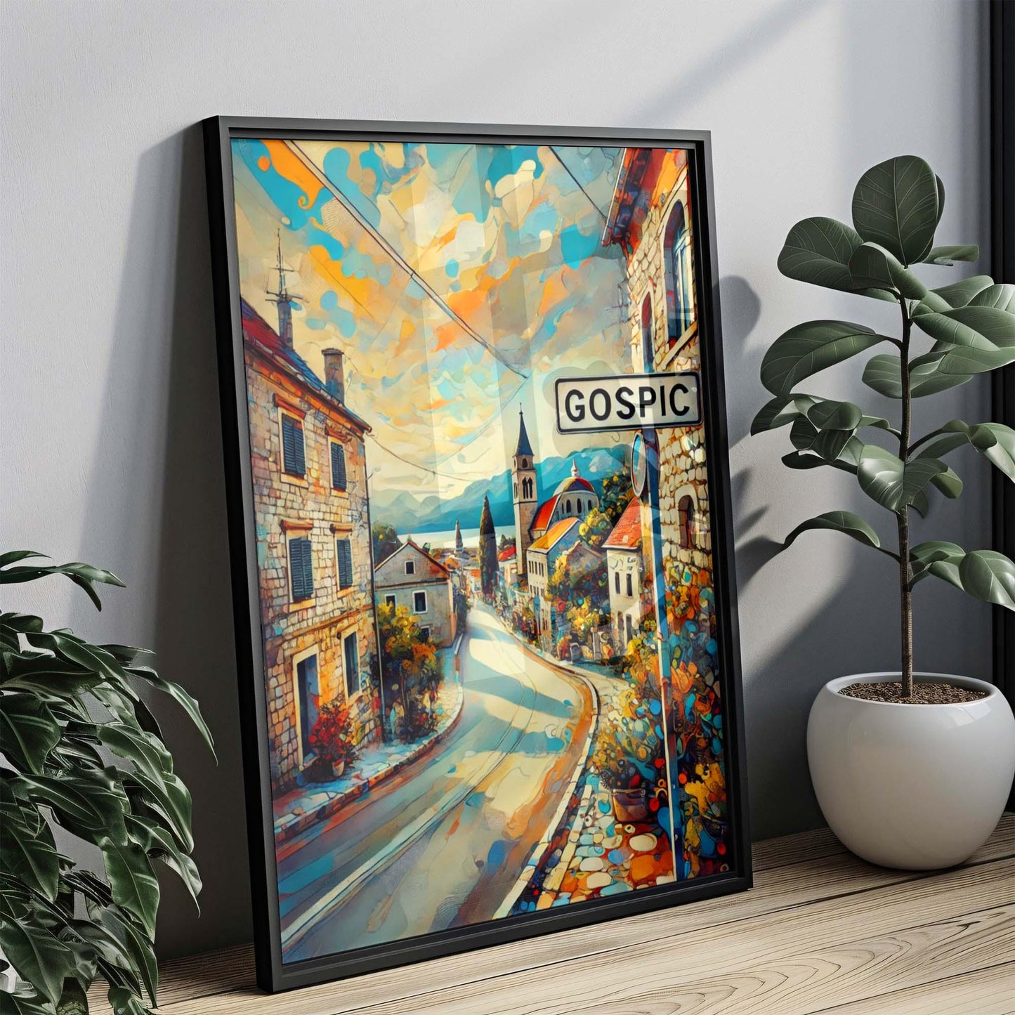 Gospić Art Travel Print – Croatian City Wall Art, Europe Poster, Housewarming Gift, Unique Croatia Artwork, Gospić Decor