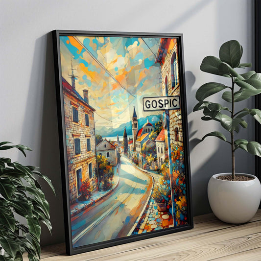 Gospić Art Travel Print – Croatian City Wall Art, Europe Poster, Housewarming Gift, Unique Croatia Artwork, Gospić Decor
