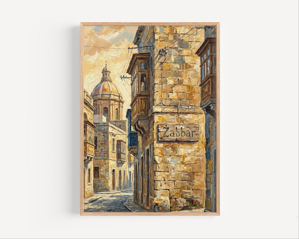 Zabbar Street Sign Art Print: Malta Historic City Travel Poster Decor