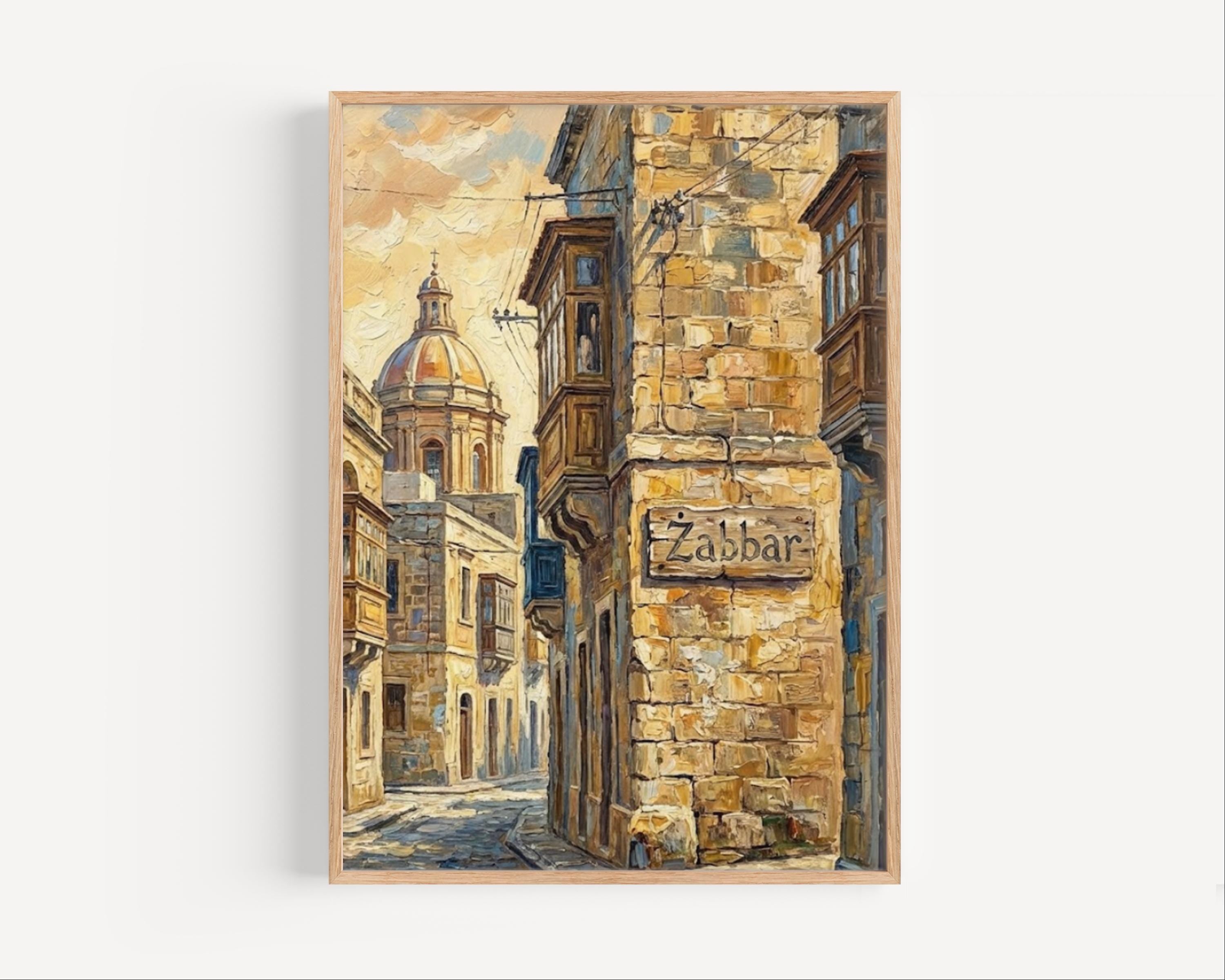 Zabbar Street Sign Art Print: Malta Historic City Travel Poster Decor