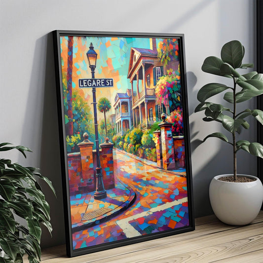 Charleston Wall Art - Legare Street Travel Poster, South Carolina Gift, Housewarming & Unique Home Decor, Charleston Travel Art Print