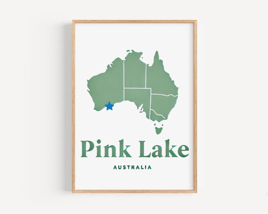 Australia Pink Lake Wall Art Print - Travel Home Decor, College Dorm & Housewarming Gift, Unique Australia Wall Artwork