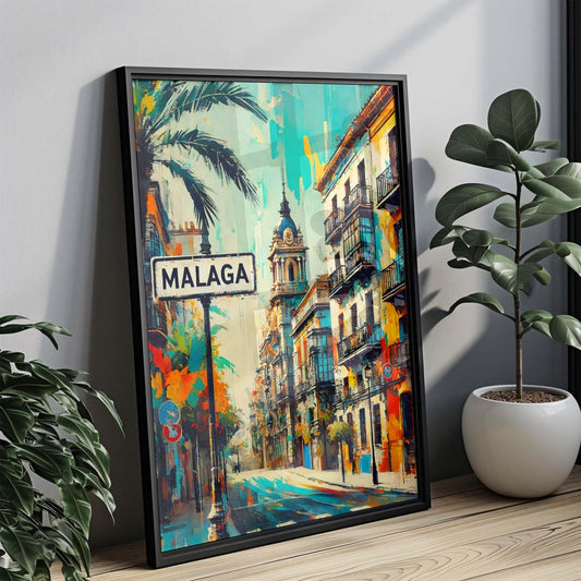Málaga Print - Malaga Wall Art Travel Poster, Spain City Gift, European Artwork, Housewarming Decor, Malaga Spain Travel Print