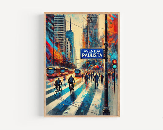 Avenida Paulista Wall Art Print - São Paulo Brazil Travel Poster, Brazil Art Gift, Modern Home & Housewarming Decor
