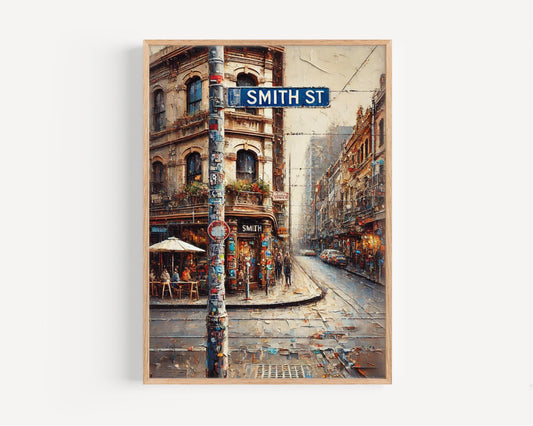 Melbourne Smith St Wall Art Print - Travel Poster, Australian Decor, Housewarming Gift, Stylish Melbourne Cityscape Artwork
