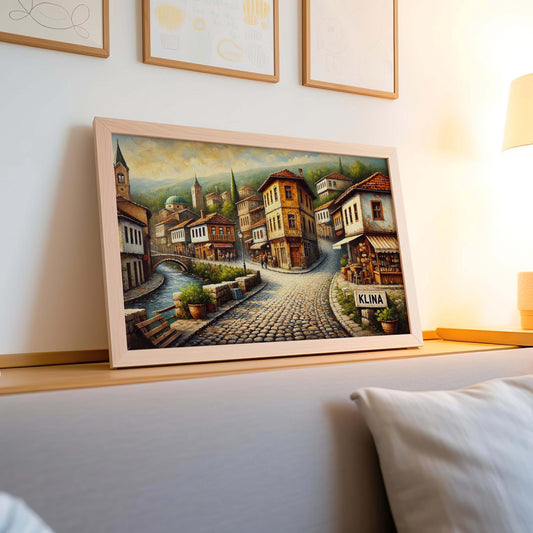 Klina Art Kosovo Wall Print Travel Poster & European City Decor, Klina City Artwork, Perfect Housewarming Gift and Home Wall Decor