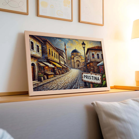 Pristina Art Wall Decor, Kosovo City Print, European Travel Poster, Unique Housewarming Gift, Modern Pristina Wall Art Print