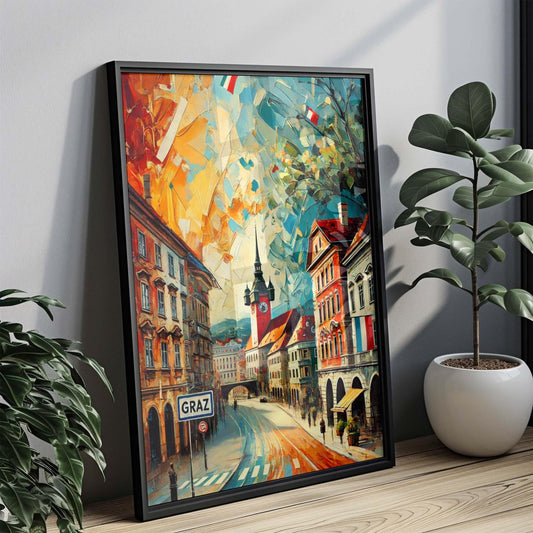 Graz Art Wall Print – Austria City Poster, European Travel Gift, Housewarming Decor, Graz Wall Art, Austria Artwork, Travel Poster