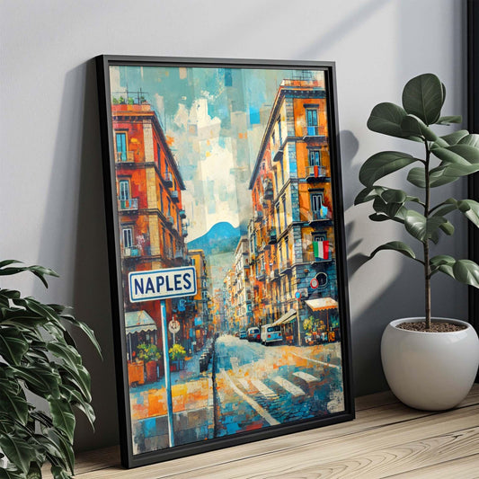 Naples Art Print - Italian Travel Poster Wall Art, Coastal Naples Italy Gift, European Cityscape Illustration, Housewarming Decor