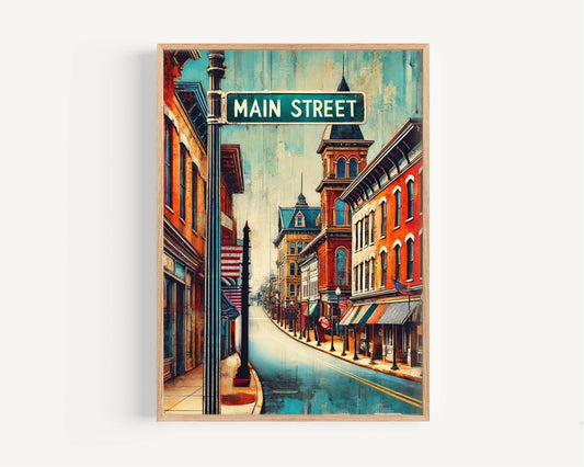 Stroudsburg Art Main Street Wall Art Print - Pennsylvania Travel Poster & Housewarming Gift