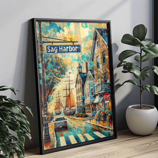 New York Sag Harbor Wall Art Print, Travel Poster, American Art Decor, New York Gift, Housewarming Present, Coastal Home Decoration