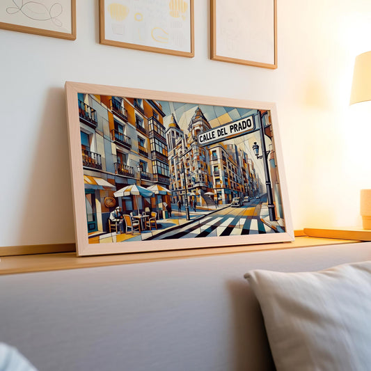 Calle del Prado Wall Art Print - Madrid Travel Poster, Spain Souvenir, Housewarming Gift, Elegant Street Map Decor