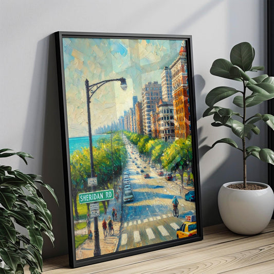 Sheridan Road Wall Art Chicago Print Illinois Art Travel Poster Personalized Gift Home Decor Street Sign Art for Travelers
