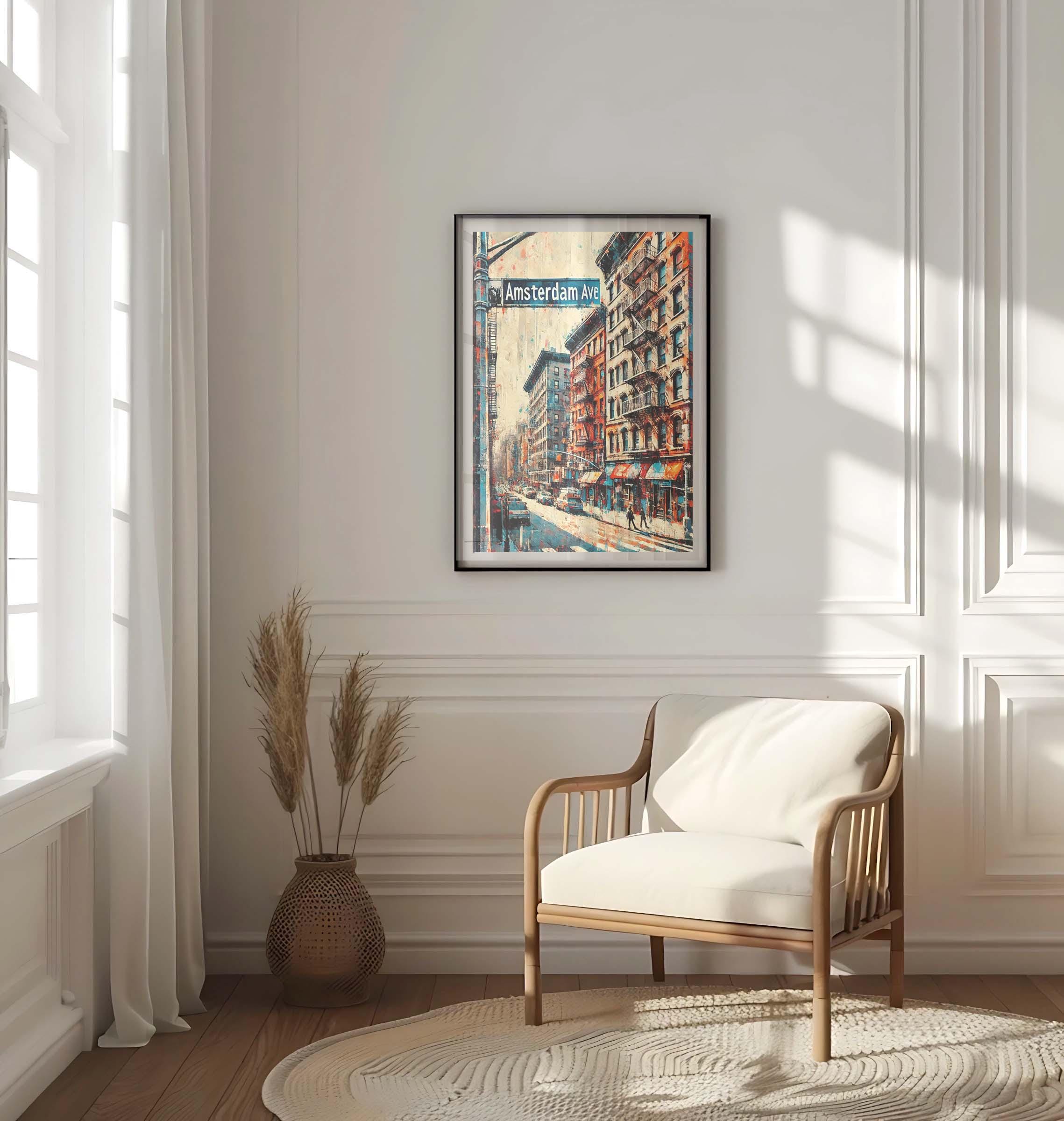 Amsterdam Ave Print - Manhattan Wall Art, NYC Travel Poster, New York City Gift, Housewarming Decor, Stylish Urban Home Art