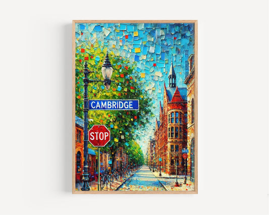Massachusetts Cambridge Wall Art Print - Travel Poster, American Art, Housewarming Gift, Massachusetts Decor, Unique Travel Print