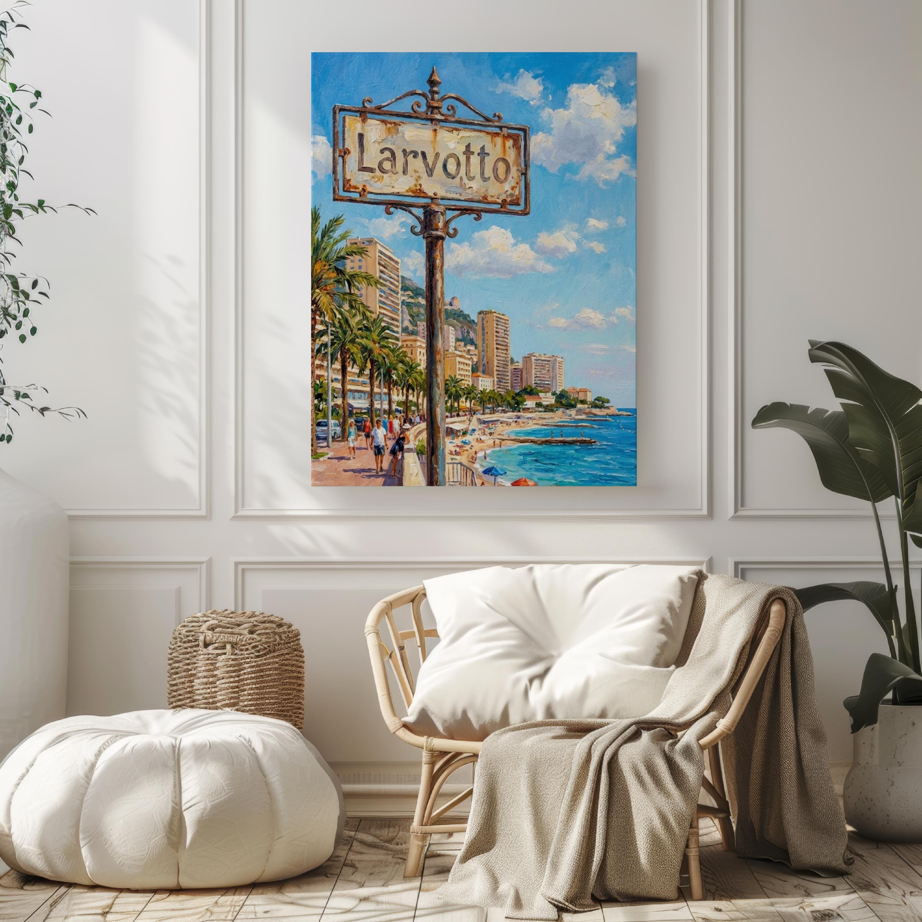 Larvotto Wall Art Print: Monaco Beachfront Travel Poster
