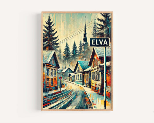 Elva Art Print - Estonia City Travel Poster, European Wall Art, Housewarming Gift, Elva Travel Artwork, Modern Home Decor