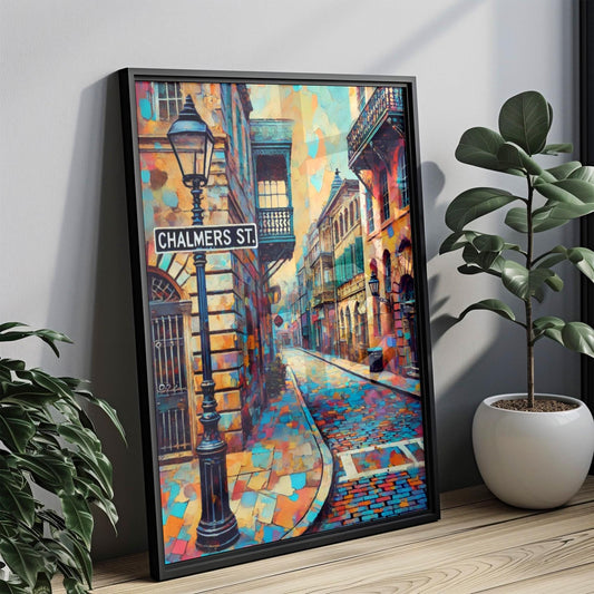 Charleston Wall Art Chalmers Street Print Travel Poster South Carolina Gift Charleston Home Decor Travel Art