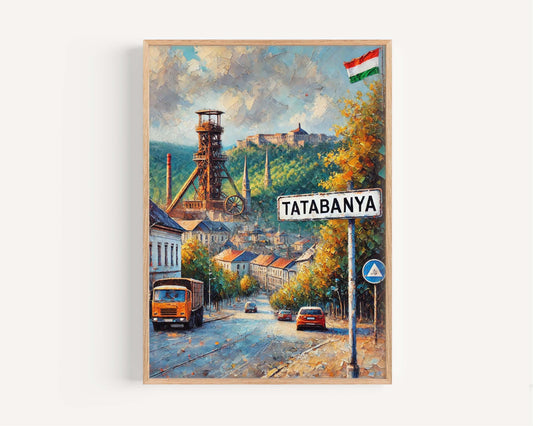 Tatabanya Art Wall Print - Tatabanya City Travel Poster, Hungary Wall Decor, Europe Housewarming Gift, Modern Minimalist Artwork