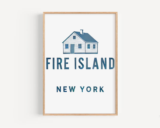 New York Fire Island Wall Art Print - Travel Decor, NY Gift, Housewarming & College Room Artwork