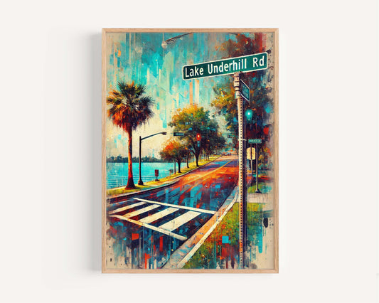Lake Underhill Road Wall Art, Orlando Travel Print, Florida Art Poster, Travel Decor, Housewarming Gift, Florida Gift, City Map Print