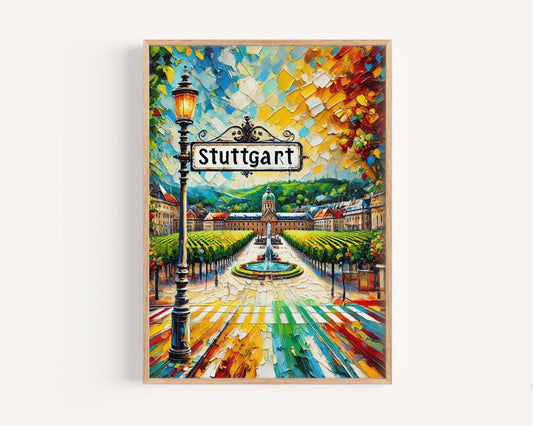 Stuttgart Art Printable Wall Decor, Germany City Travel Poster, Housewarming Gift, Europe Map Print, Modern German Cityscape Artwork