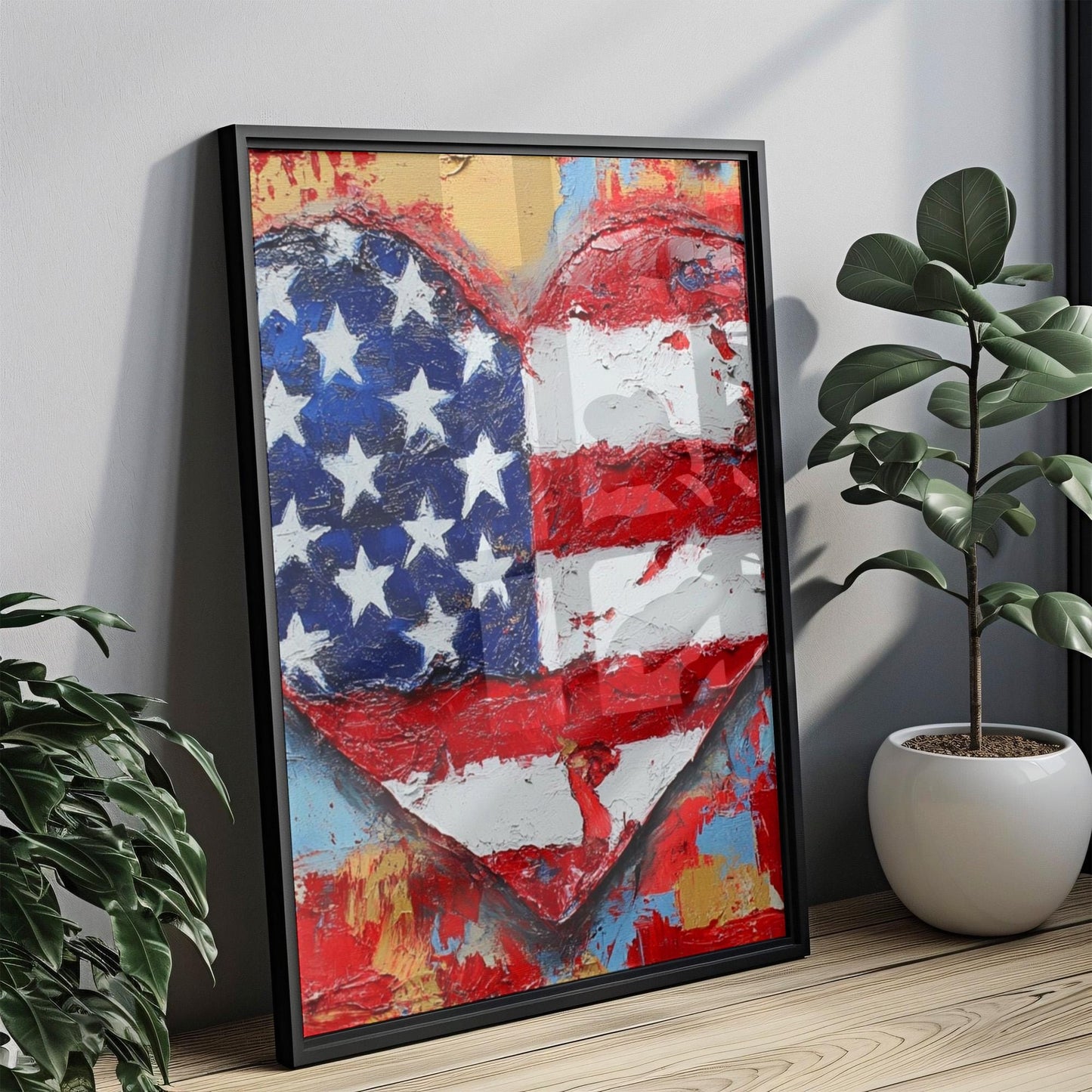 Valentine Patriotic Wall Art | Abstract USA Poster | American Independence Home Decor | United States Artwork