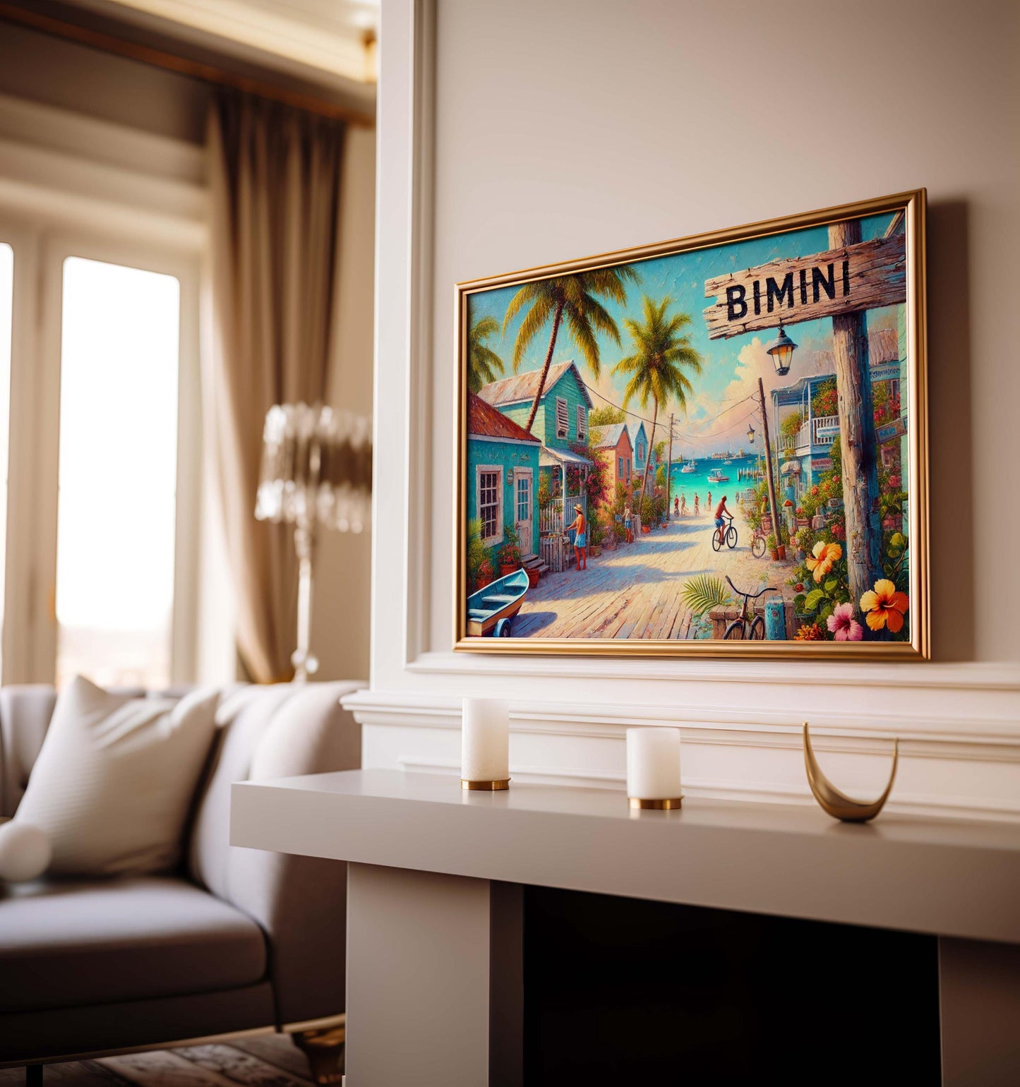 Bimini Island Print: Caribbean Beach Scene, Bahamas Travel Poster