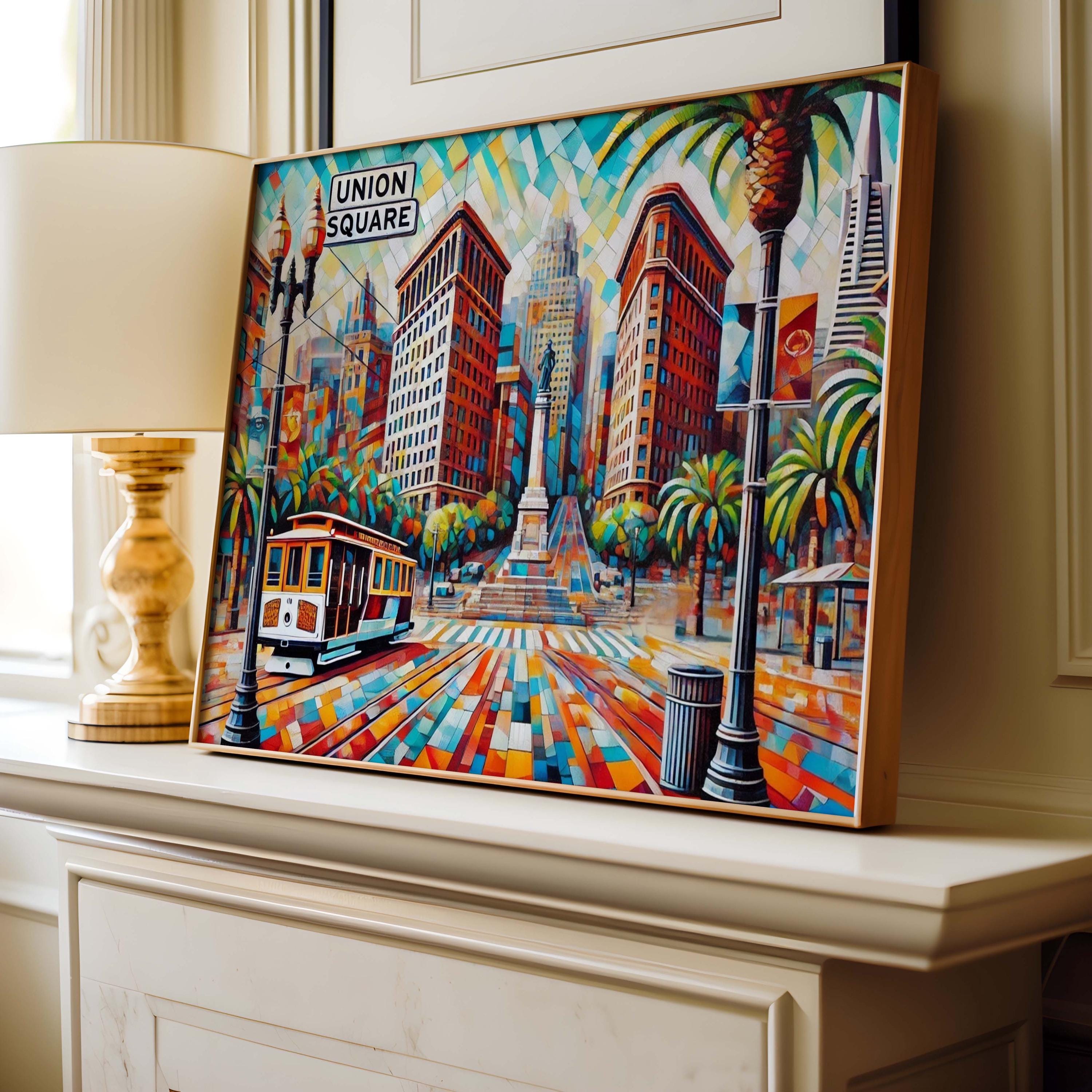 Union Square Wall Art Print - San Francisco Travel Poster, Cali Gift, Housewarming Decor, Modern Cityscape Illustration