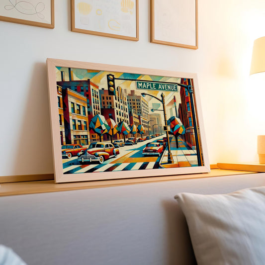 Maple Avenue Wall Art Print - St. Louis Travel Poster, Missouri Home Decor, Housewarming Gift, Maple Ave Cityscape Artwork