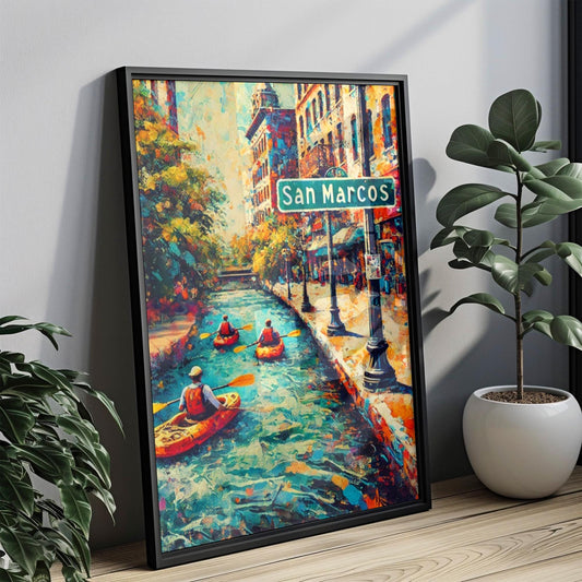 Texas Wall Art Print San Marcos Travel Poster - USA Souvenir Decor, Housewarming Gift, Texas Travel Art Home Decor