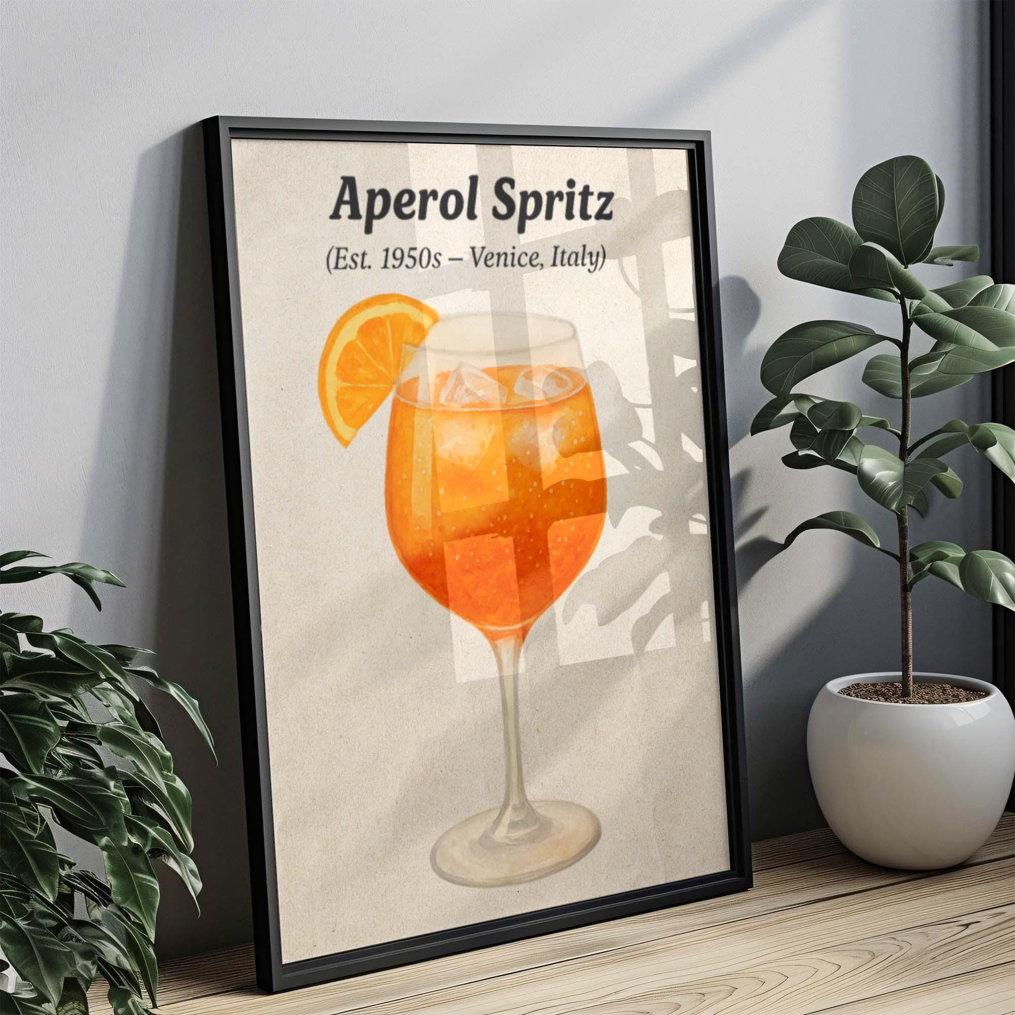 Aperol Spritz Cocktail Wall Art Minimalist