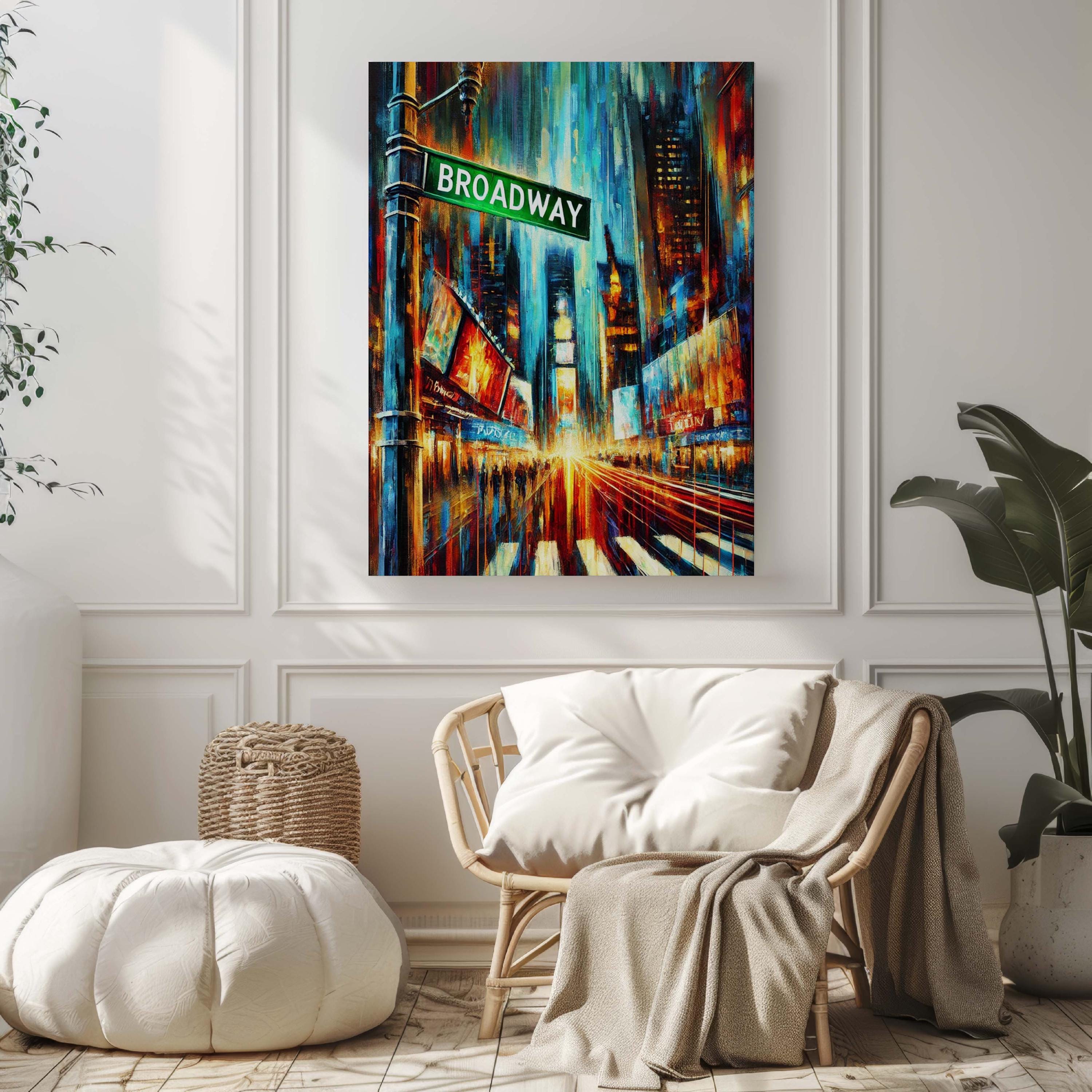 Broadway Print Manhattan Wall Art NYC Travel Poster New York Gift Housewarming Decor Broadway Theater Art