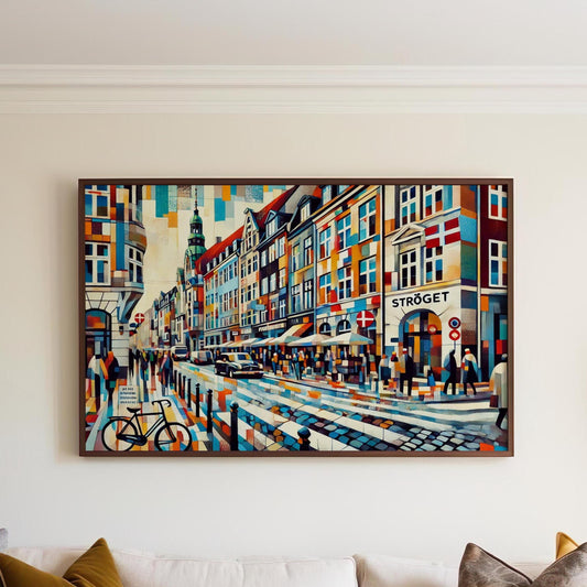 Strøget Wall Art Copenhagen Print - Denmark Travel Poster & Housewarming Gift, Scandinavian City Map Decor, Travel Print
